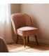 Fauteuil crapaud beige rayures terracotta 54x64x73cm