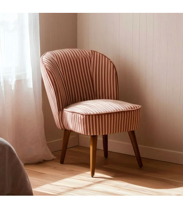 Armchair beige and terracotta stripes 54x64x73cm