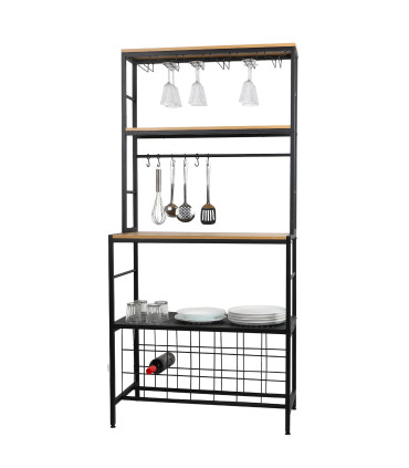 Étagère de cuisine porte-verres et porte-bouteilles 84x40x117cm