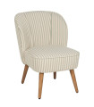Fauteuil crapaud beige rayures vertes 54x64x73cm
