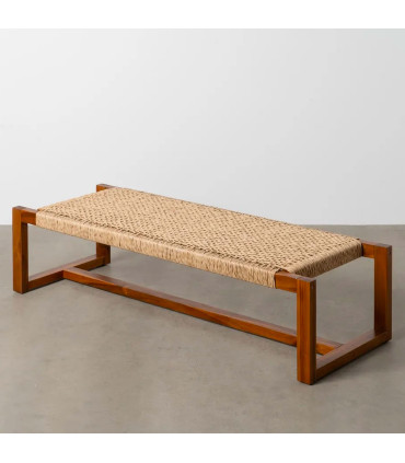 Bench teak and synthetic rattant 138x49x36cm
