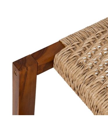 Bench teak and synthetic rattant 138x49x36cm