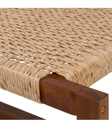 Bench teak and synthetic rattant 138x49x36cm