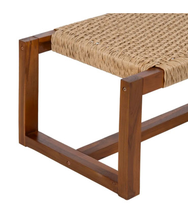 Bench teak and synthetic rattant 138x49x36cm