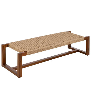 Bench teak and synthetic rattant 138x49x36cm