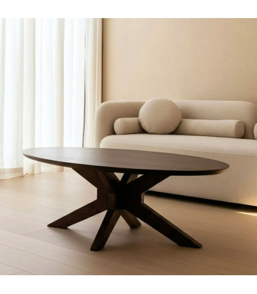 Table basse ovale en bois de manguier 110x60x43cm