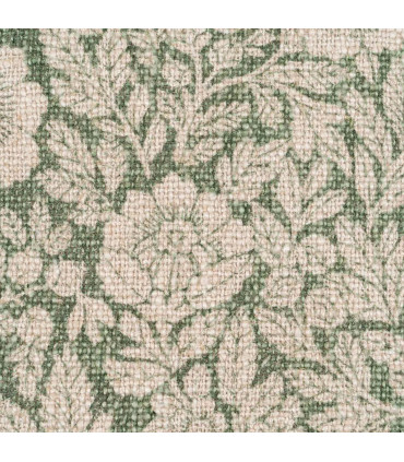 Coussin beige et vert fleuri à franges 45x45cm