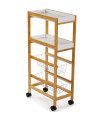 Desserte de cuisine sur roulettes blanche et bambou 40x22x83cm