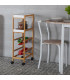 Kitchen Side Table on Wheels White and Wood 60x20x87.5cm
