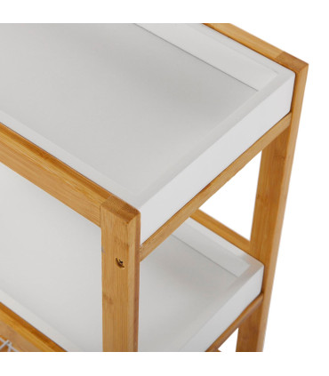 Desserte de cuisine sur roulettes blanche et bambou 40x22x83cm
