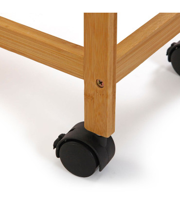 Kitchen Side Table on Wheels White and Wood 60x20x87.5cm