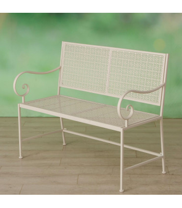 Banc de jardin en métal blanc 110x90x70cm