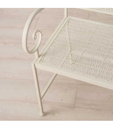 Banc de jardin en métal blanc 110x90x70cm