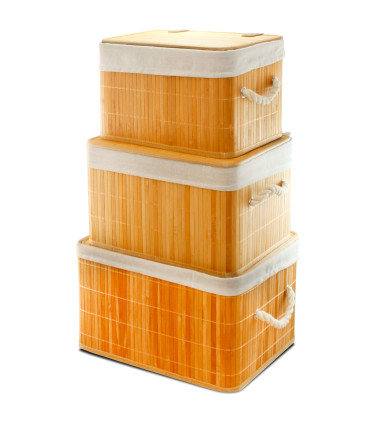 Set de 3 malles bambou 40x30x23cm