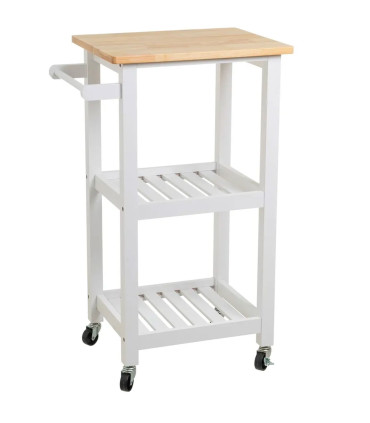 Desserte de cuisine sur roulettes blanche 56x39x85cm