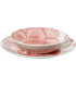 Service de 18 assiettes en porcelaine – grandes fleurs roses