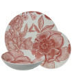18-Piece Porcelain Dinnerware Set – Large Pink Flower Design