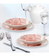 Service de 18 assiettes en porcelaine – grandes fleurs roses