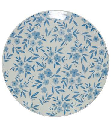 Service de 18 assiettes en porcelaine – motif fleurs bleues