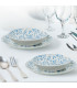 Service de 18 assiettes en porcelaine – motif fleurs bleues