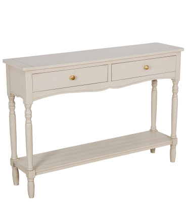 Console classique en bois blanc 2 tiroirs 110x28x75cm