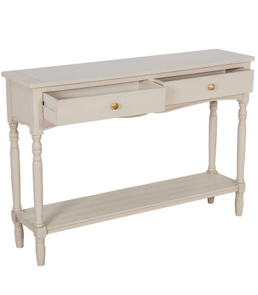 Console classique en bois blanc 2 tiroirs 110x28x75cm