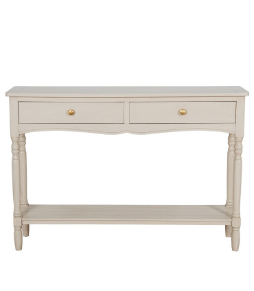 Console classique en bois blanc 2 tiroirs 110x28x75cm
