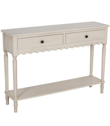Console classique en bois blanc 2 tiroirs 110x28x75cm