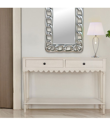 Console classique en bois blanc 2 tiroirs 110x28x75cm