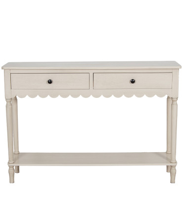 Console classique en bois blanc 2 tiroirs 110x28x75cm