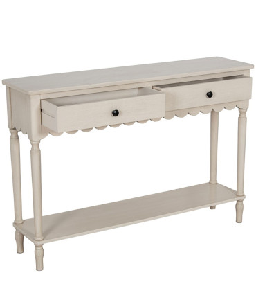 Console classique en bois blanc 2 tiroirs 110x28x75cm