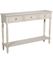 Console classique en bois blanc 3 tiroirs 120x28x81cm