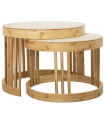 Set de 2 tables basses gigognes bambou et cannage rotin 55x55x42cm