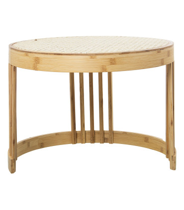 Set de 2 tables basses gigognes bambou et cannage rotin 55x55x42cm