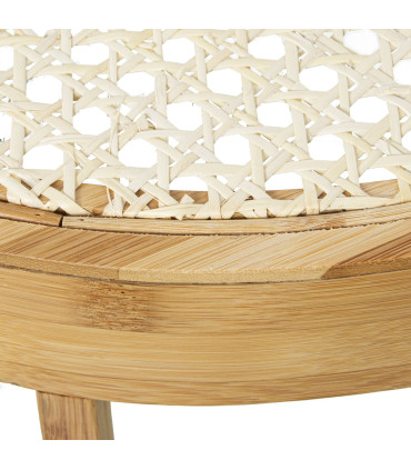 Set of 2 Nesting Coffee Tables – Bamboo and Rattan Cane, 55x55x42 cm