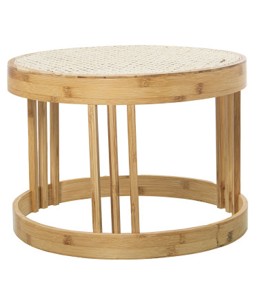 Set of 2 Nesting Coffee Tables – Bamboo and Rattan Cane, 55x55x42 cm