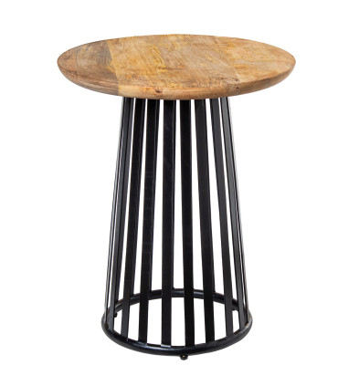 Table d'appoint bois de manguier et métal noir 45x45x55cm