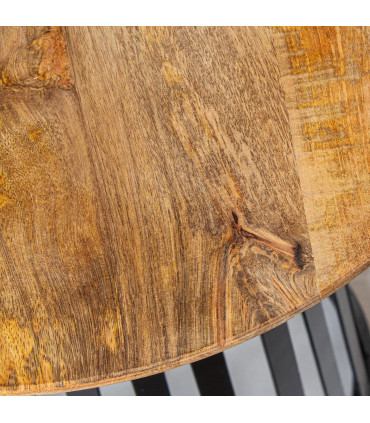 Table d'appoint bois de manguier et métal noir 45x45x55cm