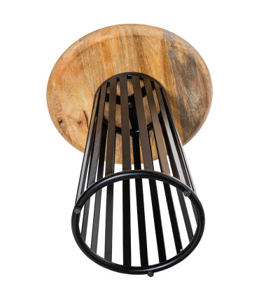 Table d'appoint bois de manguier et métal noir 45x45x55cm
