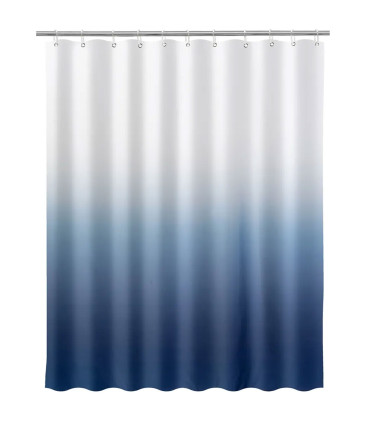 Rideau de douche bleu et blanc 180x200cm
