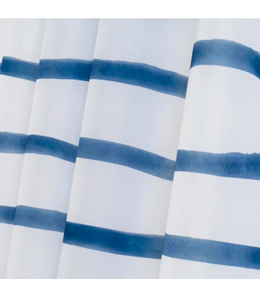 Rideau de douche bleu et blanc rayures 180x200cm