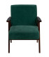 Green Chenille Fabric Armchair with Dark Wood Legs 67×79×84 cm