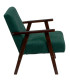 Green Chenille Fabric Armchair with Dark Wood Legs 67×79×84 cm