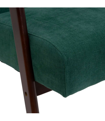 Green Chenille Fabric Armchair with Dark Wood Legs 67×79×84 cm