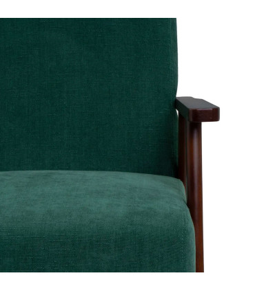 Green Chenille Fabric Armchair with Dark Wood Legs 67×79×84 cm