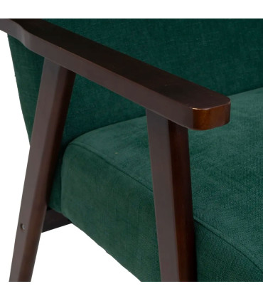 Green Chenille Fabric Armchair with Dark Wood Legs 67×79×84 cm