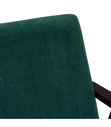 Green Chenille Fabric Armchair with Dark Wood Legs 67×79×84 cm