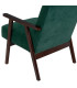 Green Chenille Fabric Armchair with Dark Wood Legs 67×79×84 cm