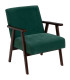 Green Chenille Fabric Armchair with Dark Wood Legs 67×79×84 cm