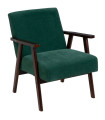 Green Chenille Fabric Armchair with Dark Wood Legs 67×79×84 cm